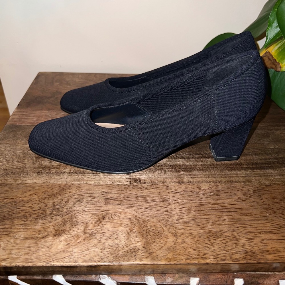 Lifestride Womens 7M Blue Fabric Block Heel Pumps Career Wear Comfort Workwear - Picture 3 of 8